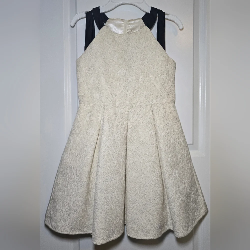 The Children's Place Cream and Black Jacquard Fit & Flare Formal Dress‎ Size 10